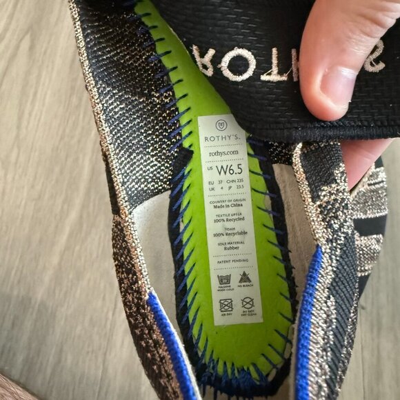 Rothy’s The Point Flats Black and Gold Knit Size 6.5 - Picture 4 of 5